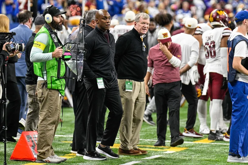Marty Hurney watches on as Washington Commanders take on the Indianapolis Colts in 2022. Credit: All-Pro Reels, Wikimedia Commons Marty Hurney watches on as Washington Commanders take on the Indianapolis Colts in 2022. Credit: All-Pro Reels, Wikimedia Commons