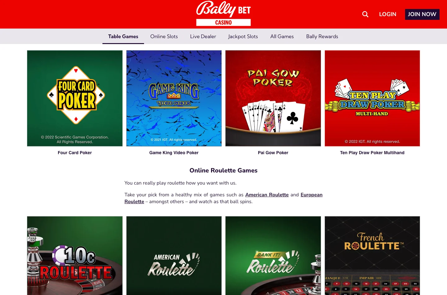 Bally Bet Casino screenshot 2