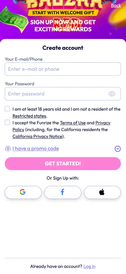 Funrize Casino screenshot 2