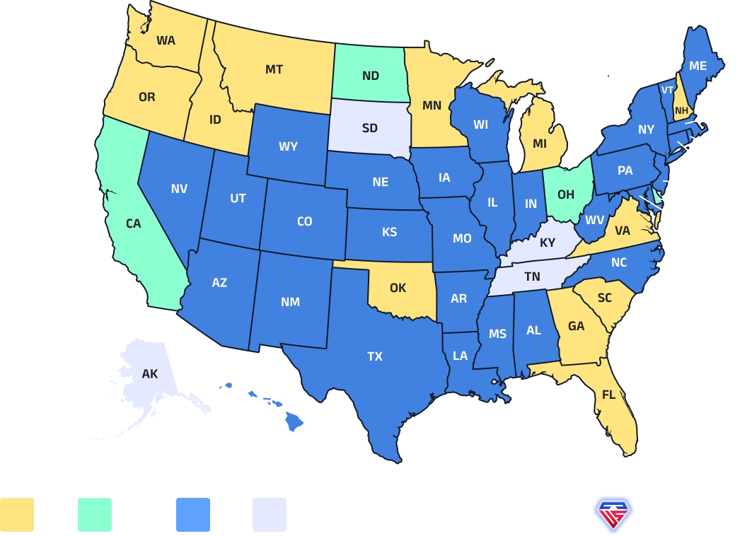 Legal gambling age by state map